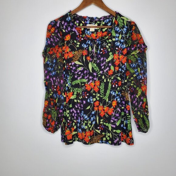 Maeve Tops - Maeve Anthropologie Womens Jacquin Peasant Floral Blouse Size M Black Boho NWT